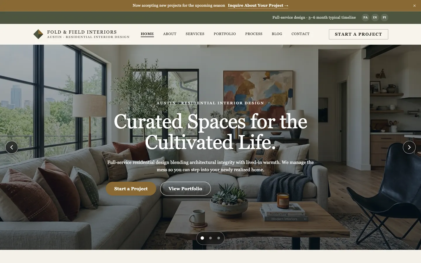 Fold & Field Interiors website
